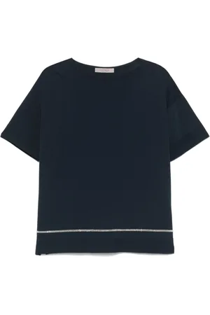 D.EXTERIOR Top, Dame, Blå, M, Uld, Stilfuld Blå T-shirt til Kvinder