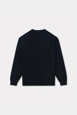 Kenzo Strik, Herre, Sort, XL, Uld, Broderet blomstertop
