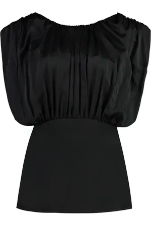 Jil Sander Top, Dame, Sort, S, Gathered Viscose Top