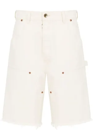Maison Margiela Shorts, Herre, Hvid, W30, Denim, Hvide Denim Shorts med Rå Kant