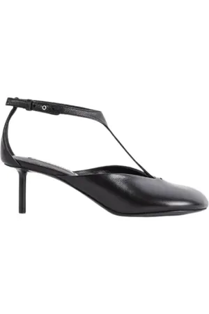 Jil Sander Sko, Dame, Sort, 38 EU, Læder, Sort læder pumps med rund snude