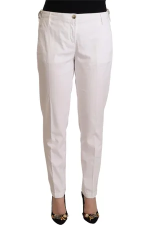 Jacob Cohen Bukser, Dame, Hvid, W31, Bomuld, Elegante Mid Waist Tapered Bukser