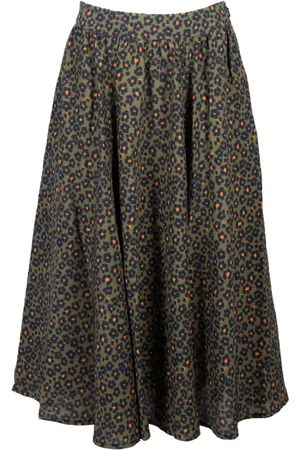 Kenzo Nederdel, Dame, Grøn, S, Printet Midi Nederdel