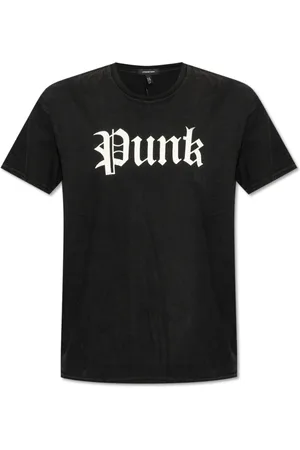 R13 Top, Dame, Sort, L, Bomuld, Punk-Printed Crewneck T-Shirt