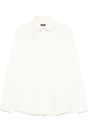 Ermenegildo Zegna Skjorte, Herre, Hvid, S, Bomuld, Afslappet Bomuldsskjorte 02G
