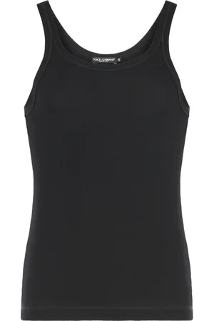 Dolce & Gabbana Top, Herre, Sort, XL, Bomuld, Ribbet Bomuld Tank Top