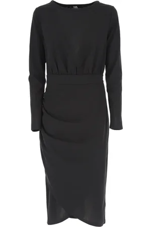 Karl Lagerfeld Kjole, Dame, Sort, L, Langærmet Jersey Kjole