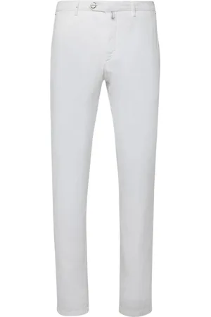 Kiton Bukser, Herre, Hvid, W35, Bomuld, Hvide Cotton Silk Slim Fit Bukser