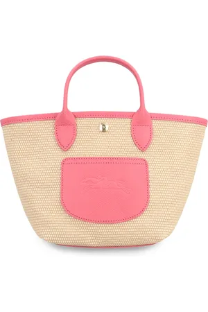 Longchamp Taske, Dame, , ONE SIZE, Læder, Raffia Håndtaske med Læderdetaljer