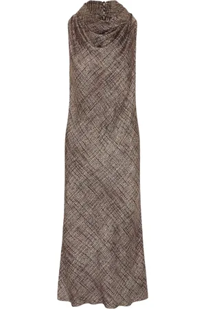 Kiton Kjole, Dame, Brun, XL, Silk Sheath Kjole