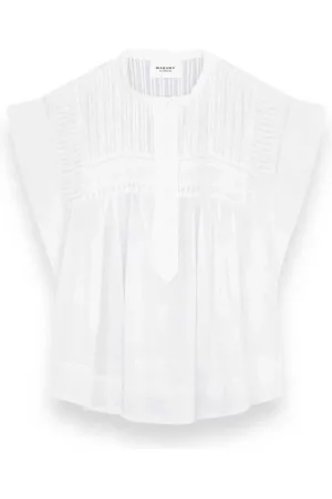 Isabel Marant Bluser & Skjorter, Dame, Hvid, S, Bomuld, Ruffled Sleeveless Cotton Top