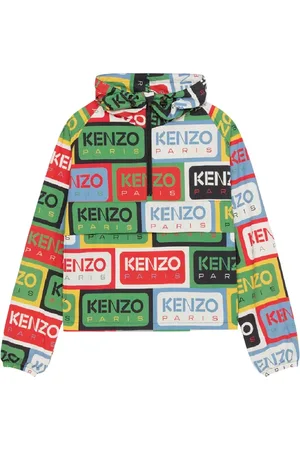Kenzo Jakke, Dame, Flerfarvet, M, Uld, Overgangsjakke med 80`er-inspirerede prints