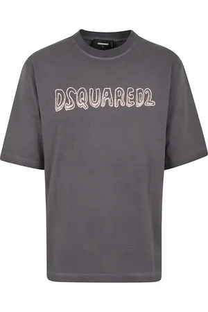 Dsquared2 Top, Herre, Grå, L, Bomuld, Grå Logo T-shirt og Polo