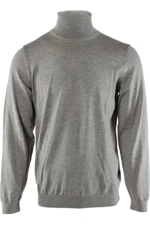 HUGO BOSS Strik, Herre, Grå, 2XL, Uld, Grå Uld Turtleneck Sweater