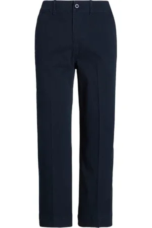 Ralph Lauren Bukser, Dame, Blå, L, Bomuld, Marineblå bomuld bukser