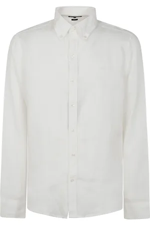 Michael Kors Skjorte, Herre, Hvid, 2XL, Linned, Linnedskjorte med lange ærmer