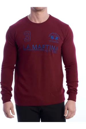 La Martina Sweathshirts & Hoodies, Herre, Rød, M, Uld, Klassisk Rund Hals Herretrøje