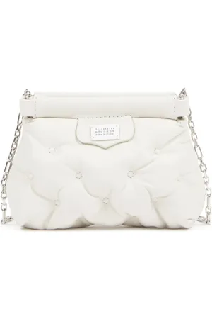 Maison Margiela Taske, Dame, Grå, ONE SIZE, Uld, Quiltet fåreskind mini taske med kæde