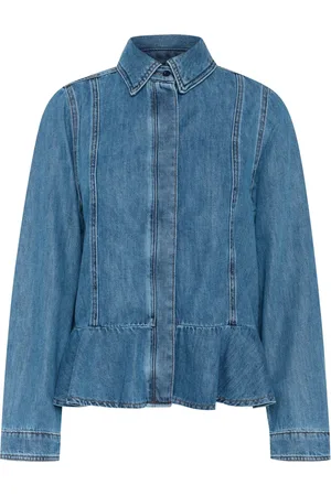 INWEAR Bluser & Skjorter, Dame, Blå, 3XL, Denim, Denim Peplum Skjorte Bluse