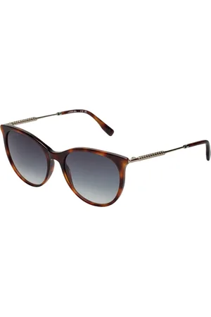 Lacoste Tilbehør, Dame, Brun, ONE SIZE, Runde acetat solbriller med metal detaljer