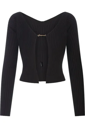 Jacquemus Strik, Dame, Sort, M, Uld, Ribstrikket Lang Cardigan