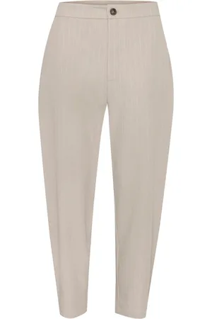 Kaffe Bukser, Dame, , XS, Uld, Fjergrå Melange Pinstripe Cropped Bukser