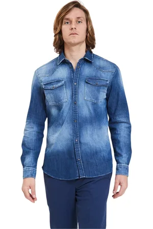 Dondup Skjorte, Herre, Blå, XL, Denim, Denimskjorte