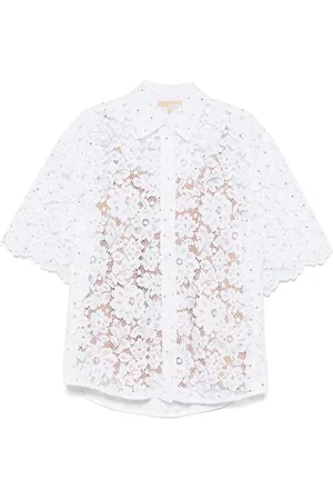 Michael Kors Bluser & Skjorter, Dame, Hvid, L, Uld, Hvid Elegant Skjorte til Kvinder