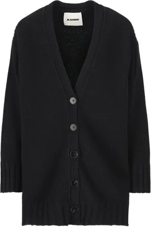 Jil Sander Strik, Dame, Sort, XS, Cashmere, Cardigan