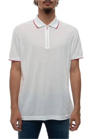 Kiton Top, Herre, Hvid, 2XL, Kontrastdetaljeret kortærmet polo