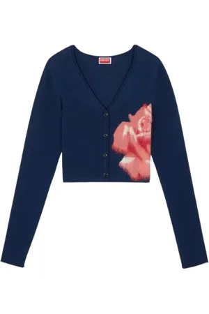 Kenzo Strik, Dame, Blå, S, Bomuld, Kort Cardigan