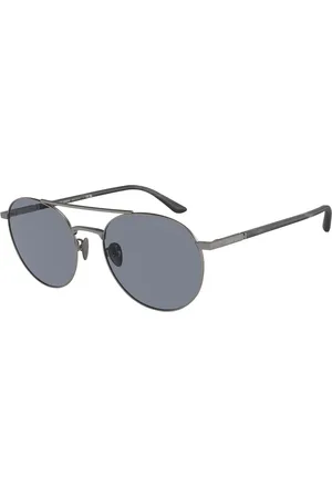 Giorgio Armani Tilbehør, Herre, Grå, 54 MM, Uld, Stilfulde solbriller Ar6156 i blå
