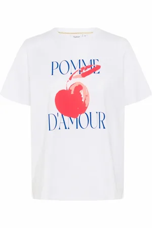 Saint Tropez Top, Dame, Hvid, M, Bomuld, Grafisk Tee Bird Of Paradise Cayenne