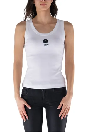 Kenzo Top, Dame, Hvid, S, Bomuld, Broderet Boke Flower 2.0 Tank Top