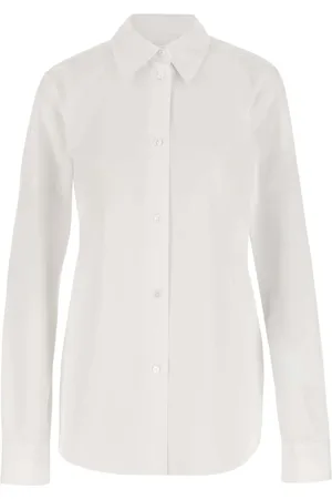 Jil Sander Bluser & Skjorter, Dame, Hvid, S, Bomuld, Bomuldsskjorte med krave og lange ærmer