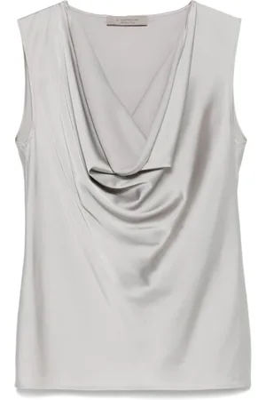 D.EXTERIOR Top, Dame, Grå, M, Satin, Grå Satin Cowl Neck Top