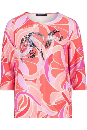 Betty Barclay Top, Dame, Flerfarvet, 4XL, Uld, Blomstret Print Sweatshirt med Ribbet Tekstur