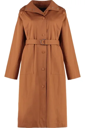 YVES SALOMON Frakke, Dame, Brun, XS, Bomuld, Bomulds Trenchcoat med læderdetaljer