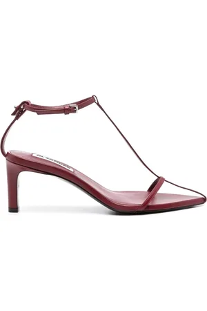 Jil Sander Sko, Dame, Rød, 36 EU, Læder, Burgundy Læder Sandaler med Ankelrem