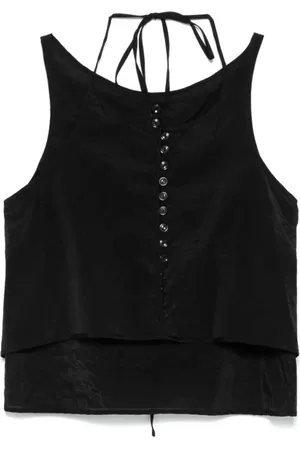Low Classic Top, Dame, Sort, S, Gennemsigtig knapløkke top