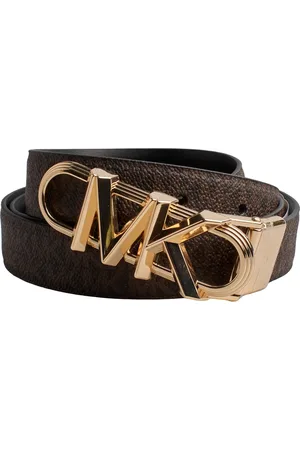 Michael Kors Tilbehør, Dame, Brun, M, Læder, Reversibel Logo Print Læderbælte