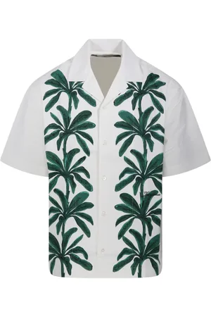 Jacquemus Skjorte, Herre, Hvid, M, Bomuld, Trykt Palm Trees Jean Skjorte