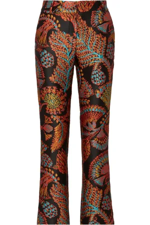 La DoubleJ Bukser, Dame, Flerfarvet, M, Polyester, Luksuriøse Jacquard Vide Bukser