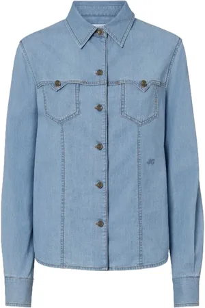 Jacob Cohen Bluser & Skjorter, Dame, Blå, S, Bomuld, Western-inspireret denimskjorte i bomuldstwill