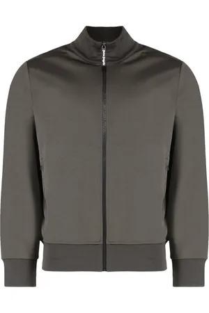Palm Angels Sweathshirts & Hoodies, Herre, Grøn, M, Uld, Ribbed kanter Techno Fabric Lynlås Jakke