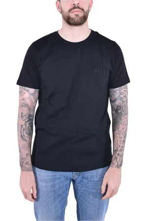Dondup Top, Herre, Sort, M, Bomuld, Broderet rund hals bomuld jersey t-shirt