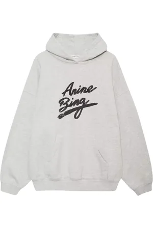 ANINE BING Sweathshirts & Hoodies, Dame, Grå, XS, Bomuld, Grå hættetrøje med logo grafik