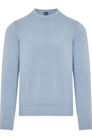 FEDELI Strik, Herre, Blå, 2XL, Bomuld, Bomuldssweater Made in Italy