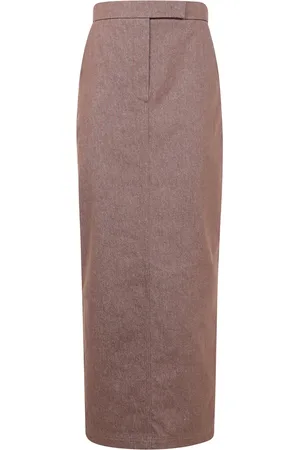 Max Mara Nederdel, Dame, Brun, M, Denim, Denim Lang Nederdel med Stil