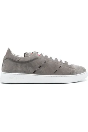Kiton Sko, Herre, Grå, 44 EU, Læder, Low-Top Sneakers med Kontrastsyninger